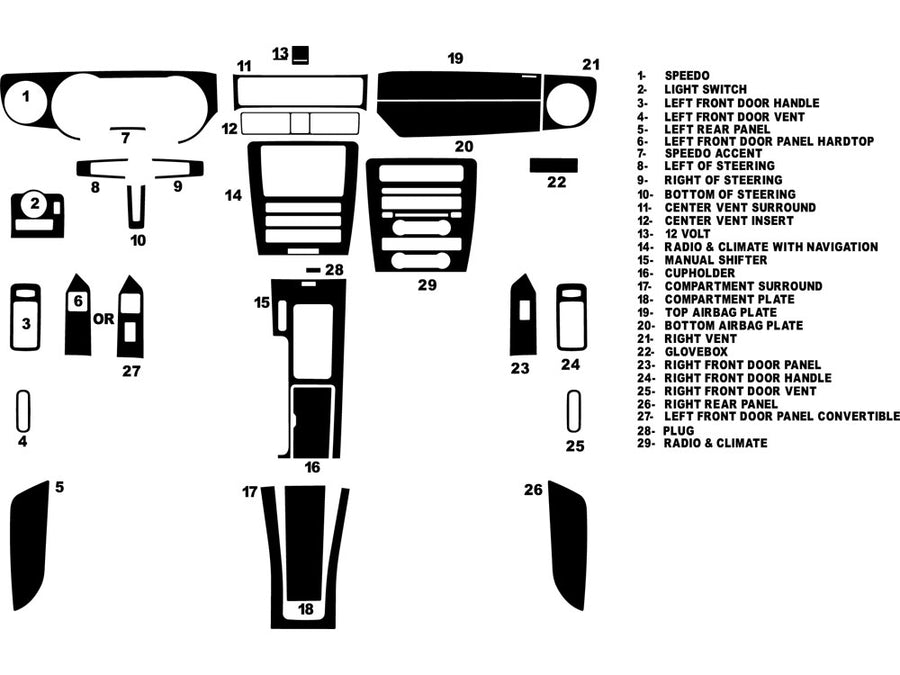 ford mustang 2010-2014 Dash Kit Diagram