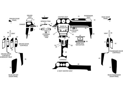 ford mustang 2015-2023 Dash Kit Diagram