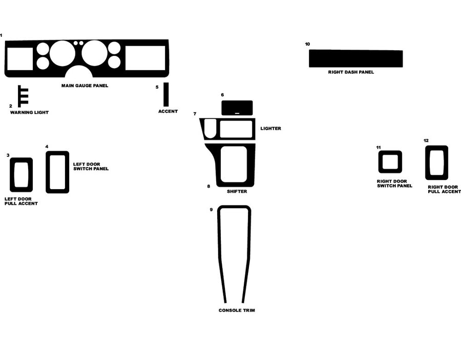 ford mustang 1984-1986 Dash Kit Diagram