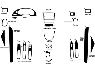 ford mustang 1994-2000 Dash Kit Diagram