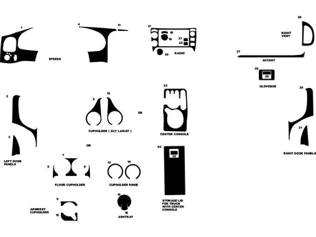 ford ranger 1995-2002 Dash Kit Diagram