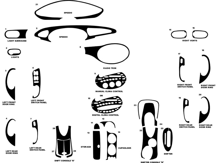 ford taurus 1996-1999 Dash Kit Diagram