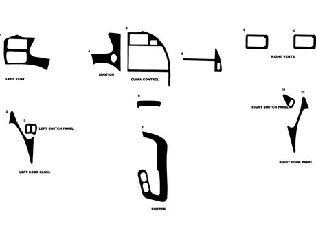 ford thunderbird 1994-1996 Dash Kit Diagram
