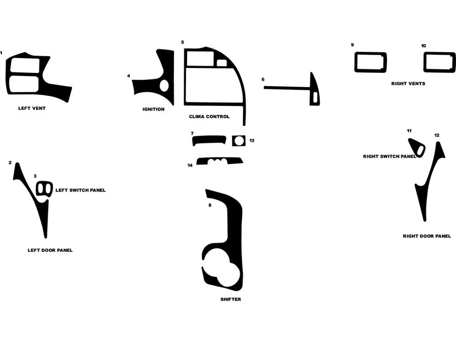 ford thunderbird 1997-1997 Dash Kit Diagram