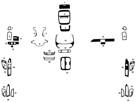 chevrolet colorado 2015-2025 (crew cab) Dash Kit Diagram