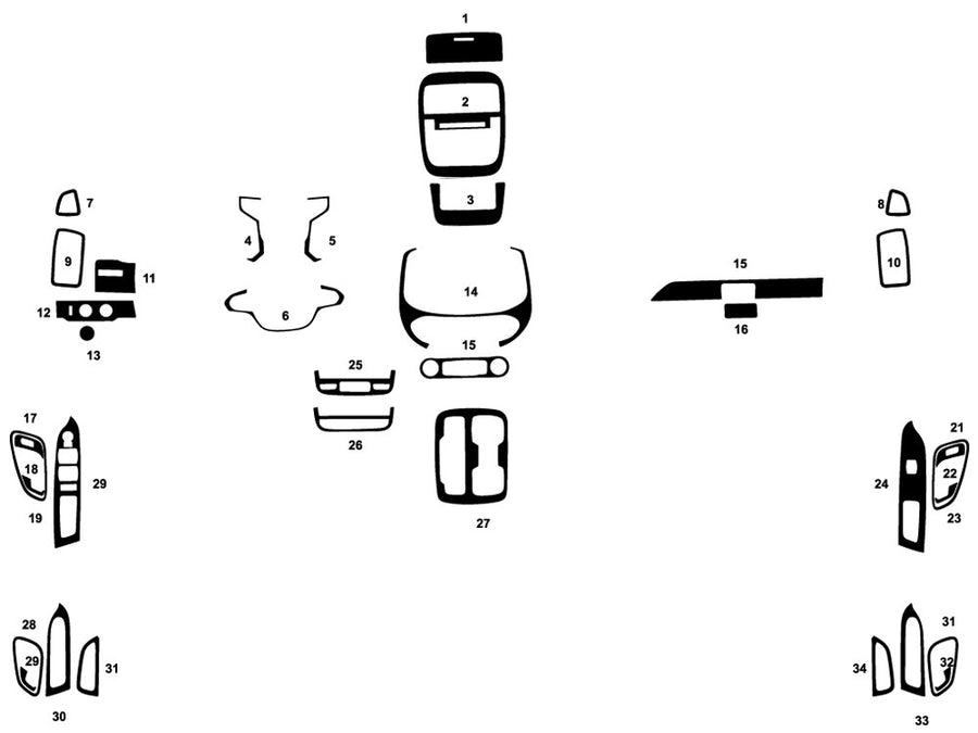 gmc canyon 2015-2025 (crew cab) Dash Kit Diagram