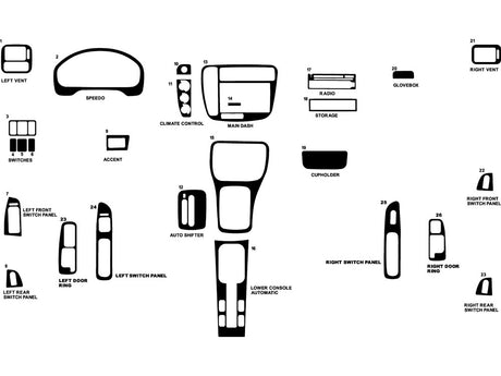 honda civic 1999-2000 Dash Kit Diagram