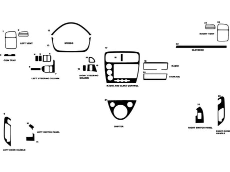 honda civic 2002-2005 (si) Dash Kit Diagram