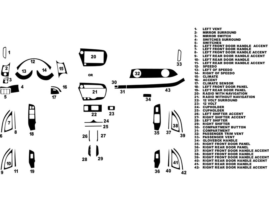 honda insight 2010-2014 Dash Kit Diagram