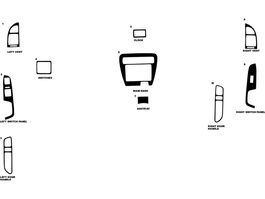 honda prelude 1997-2001 Dash Kit Diagram