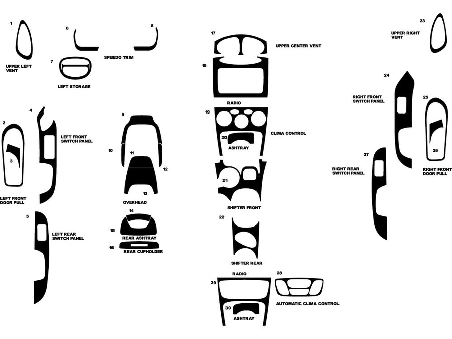 hyundai santa fe 2001-2002.5 Dash Kit Diagram
