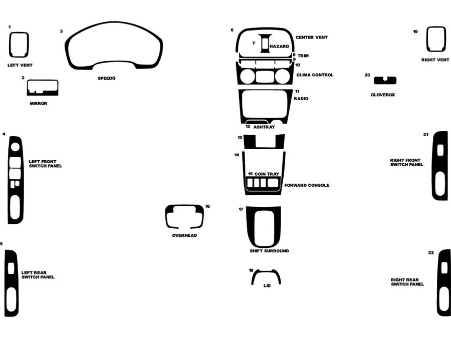 hyundai sonata 1999-2001 Dash Kit Diagram