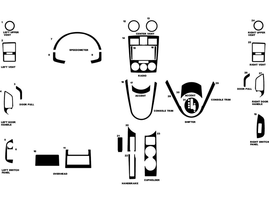 hyundai tiburon 2003-2005 Dash Kit Diagram