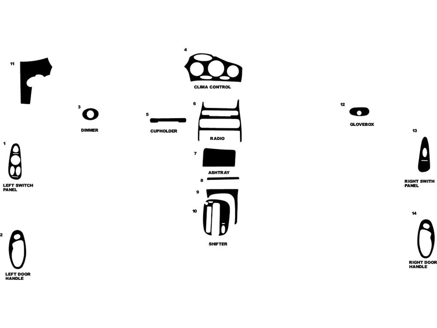 hyundai tiburon 1997-1999 Dash Kit Diagram