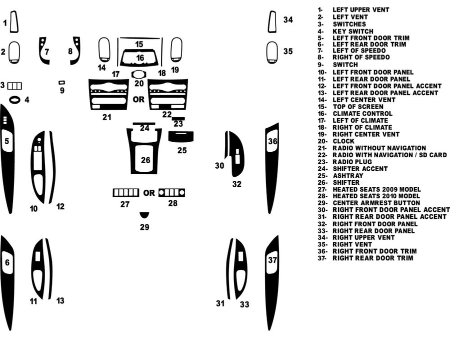 infiniti qx50 2014-2017 Dash Kit Diagram