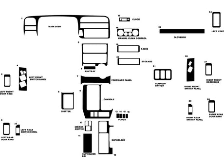 isuzu trooper 1995-2002 Dash Kit Diagram
