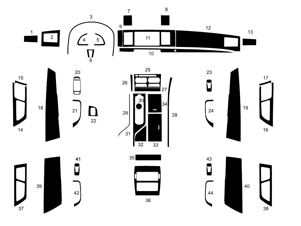 Jaguar XF-Type 2009-2015 Chrome Dash Kits | DIY Mirrored Dash Trim