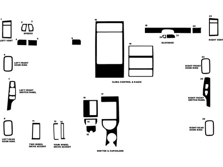 jeep cherokee 1997-2001 Dash Kit Diagram
