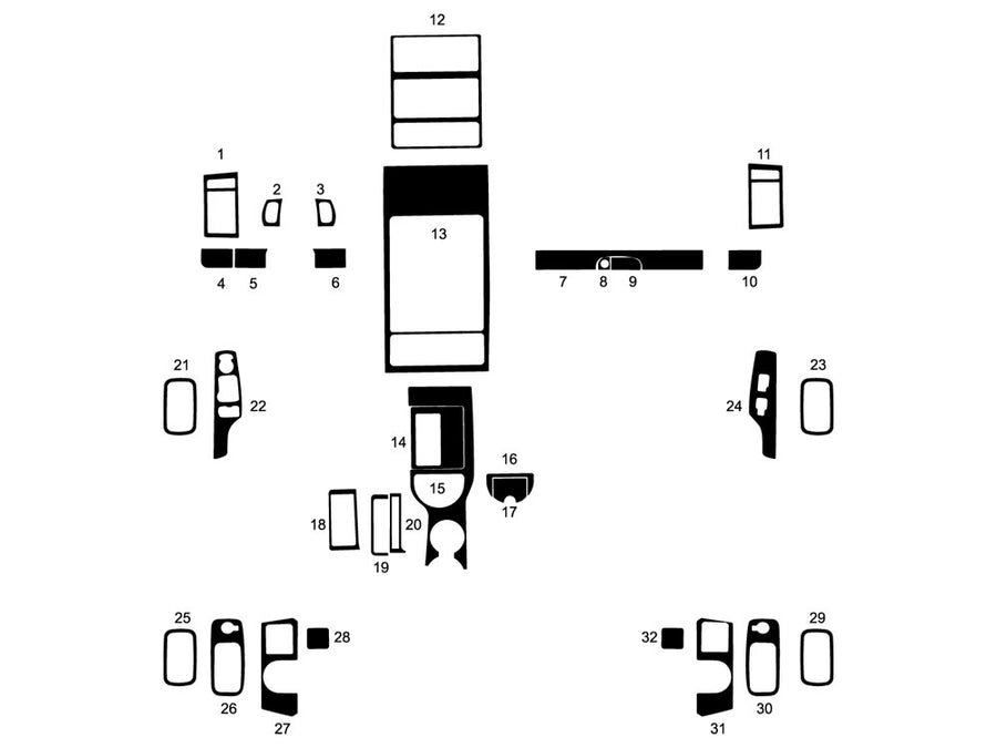 jeep cherokee 1997-2001 (sport) Dash Kit Diagram