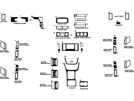 jeep grand cherokee 2003-2004 Dash Kit Diagram