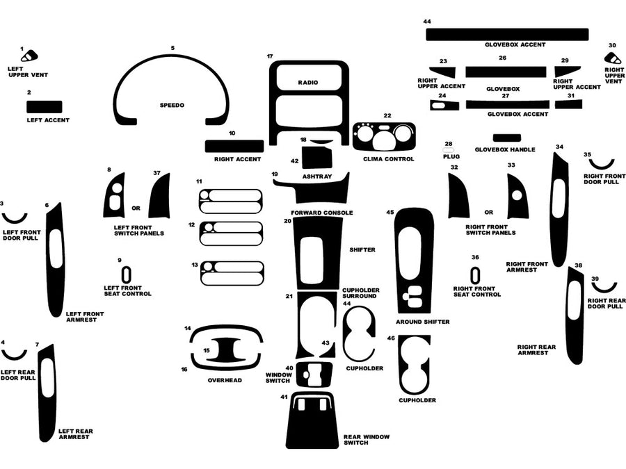 jeep liberty 2002-2007 Dash Kit Diagram