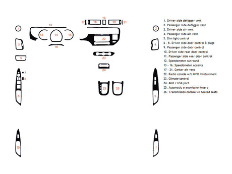 kia rio 2012-2017 Dash Kit Diagram