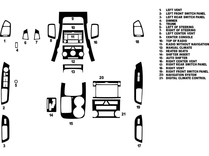 kia sorento 2011-2013 Dash Kit Diagram