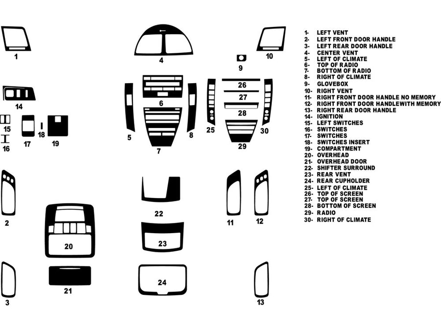 lexus es 2010-2012 Dash Kit Diagram