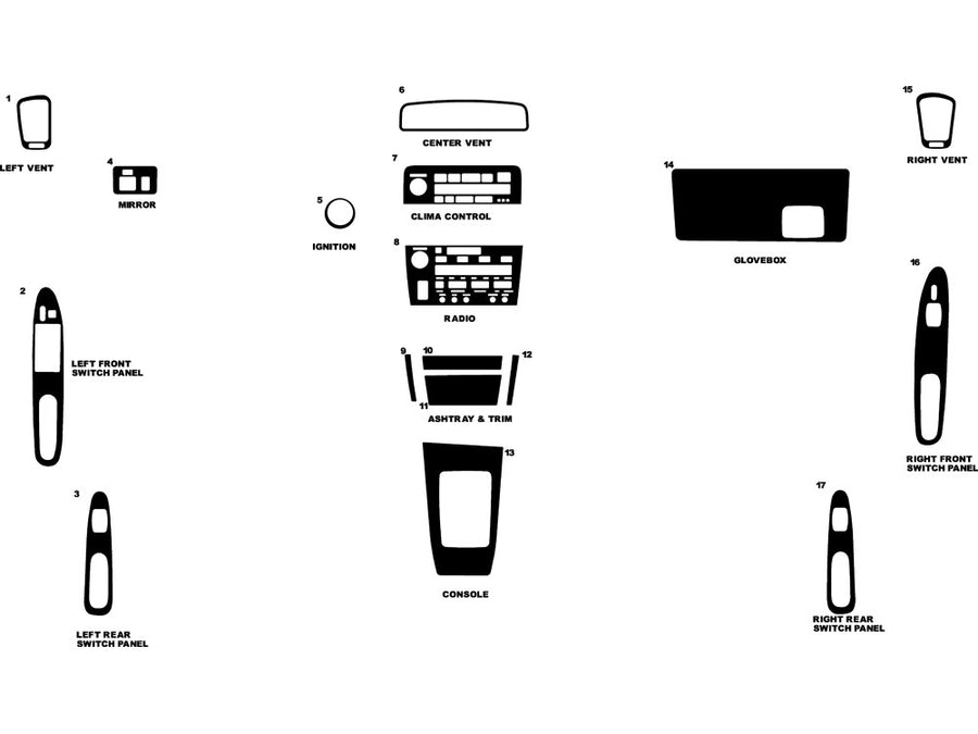 lexus es 1992-1993 Dash Kit Diagram