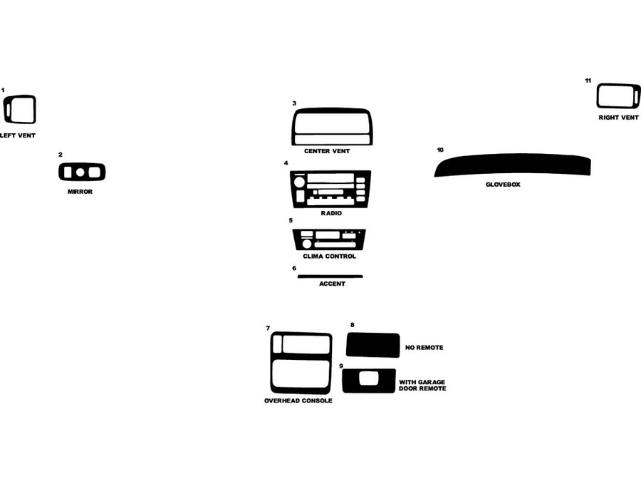 lexus es 1997-1999 Dash Kit Diagram