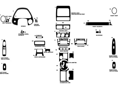 lexus is 2001-2005 Dash Kit Diagram