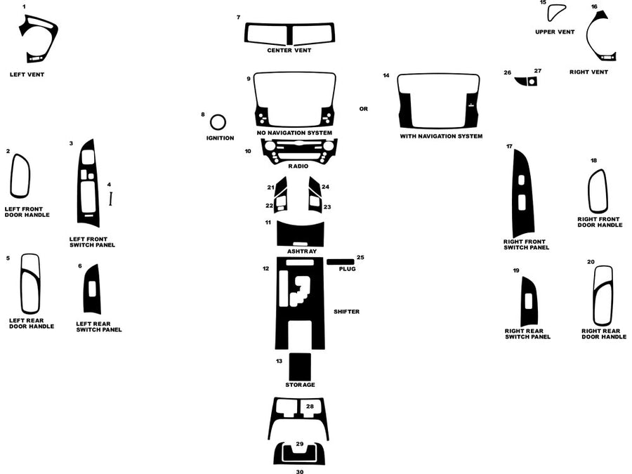 lexus is 2006-2008 Dash Kit Diagram