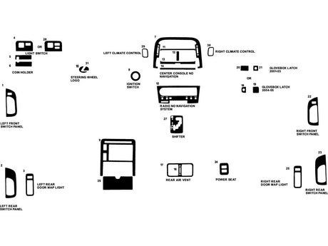 lexus ls 2004-2009 Dash Kit Diagram