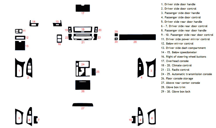 lexus lx 2008-2021 Dash Kit Diagram