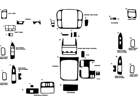 lexus lx 1998-2000 Dash Kit Diagram