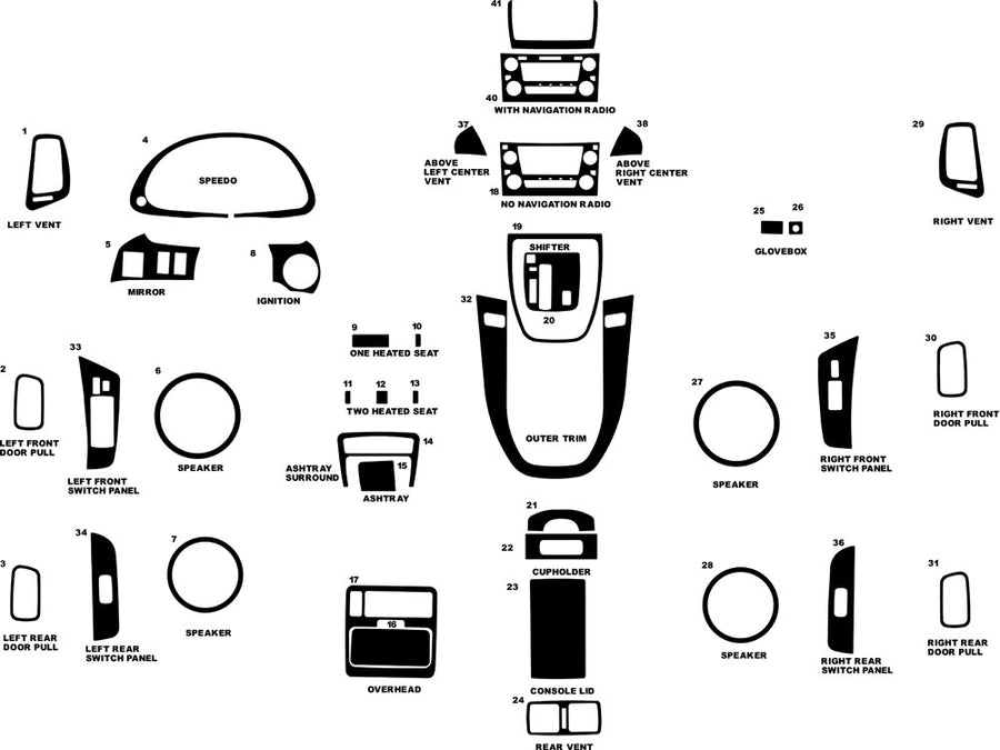 lexus rx 1999-2003 Dash Kit Diagram