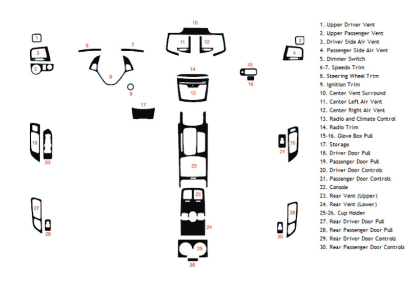 lincoln mks 2013-2016 Dash Kit Diagram