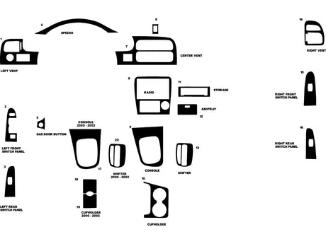 mazda 626 1998-2002 Dash Kit Diagram