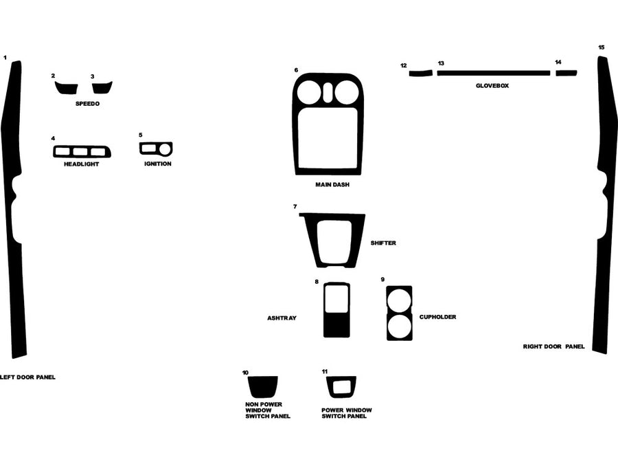 mazda mx-5 miata 1994-1997 Dash Kit Diagram