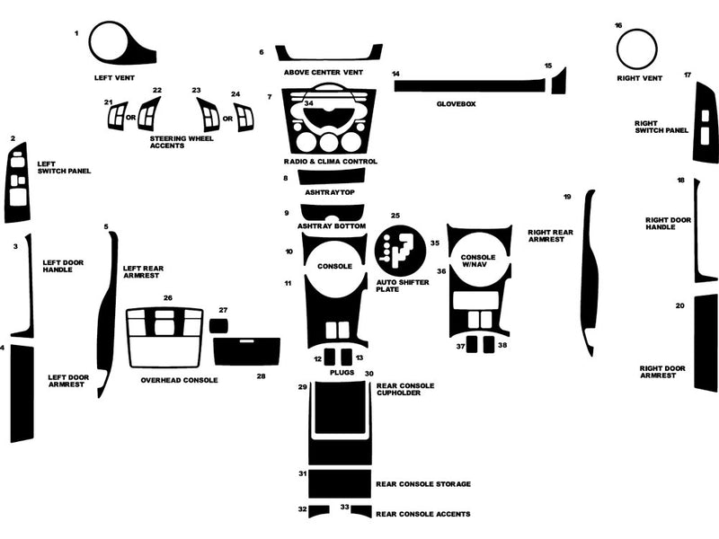mazda rx-8 2004-2008 Dash Kit Diagram