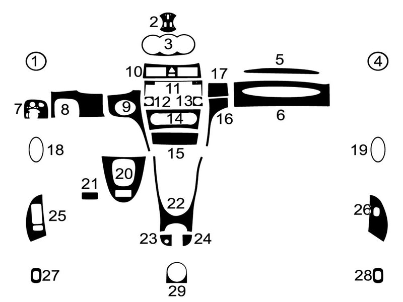 mercedes-benz clk-class 2003-2009 Dash Kit Diagram