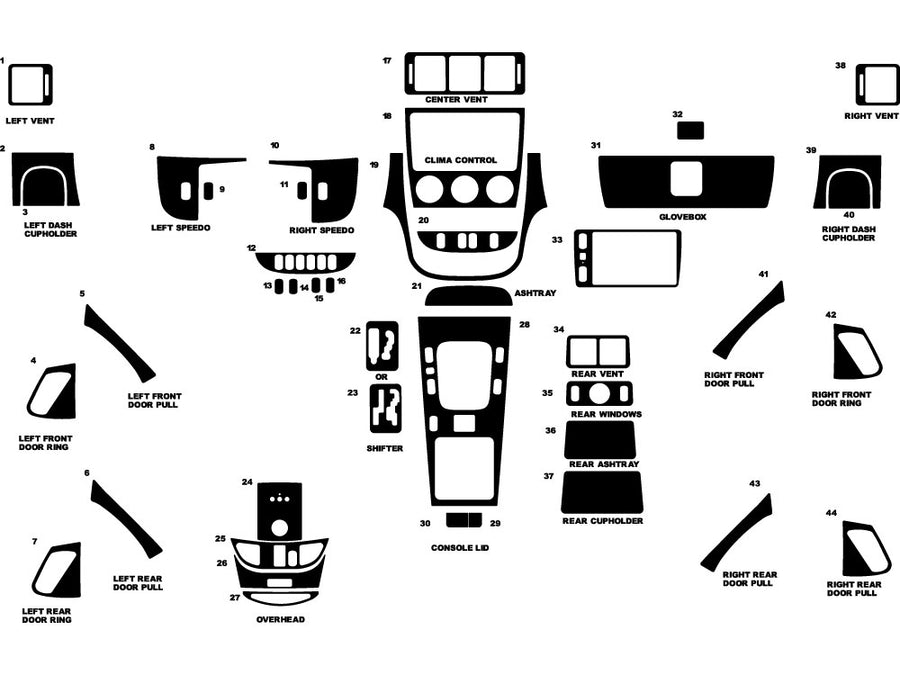 mercedes-benz m-class 2002-2005 Dash Kit Diagram
