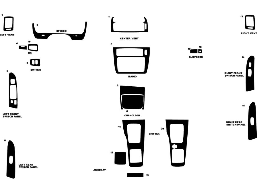 mitsubishi diamante 2000-2003 Dash Kit Diagram