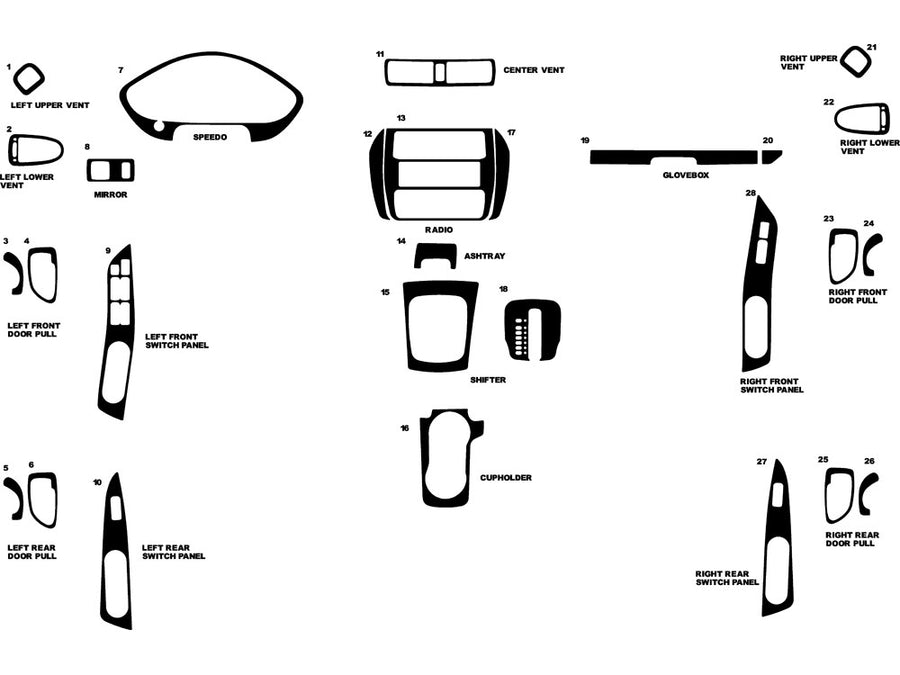 mitsubishi galant 1999-2003 Dash Kit Diagram