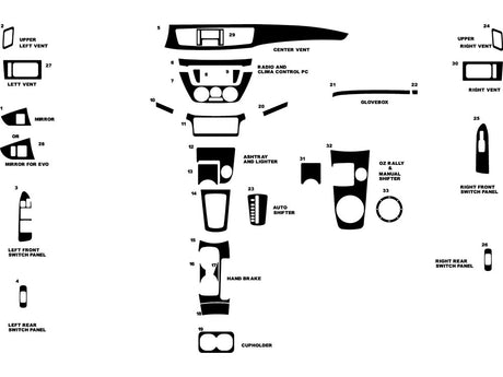 mitsubishi lancer 2002-2006 Dash Kit Diagram