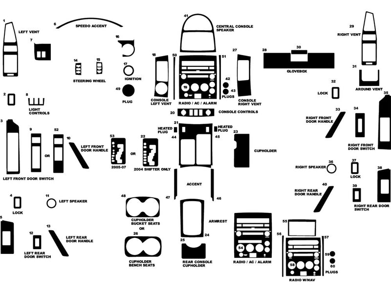 nissan armada 2004-2007 Dash Kit Diagram