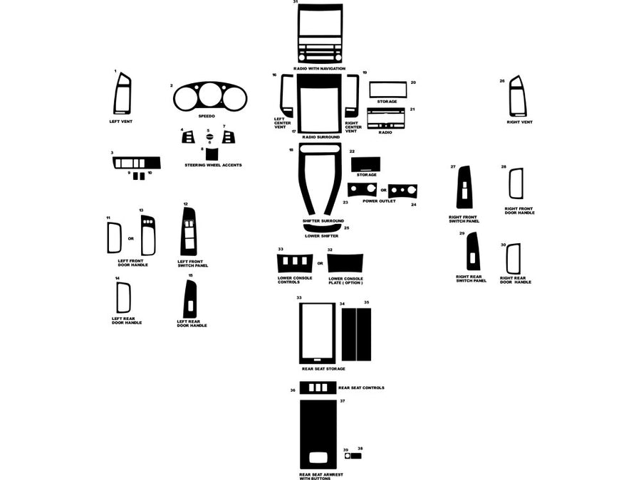 nissan maxima 2007-2008 Dash Kit Diagram