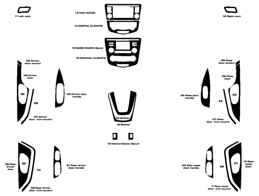 nissan rogue 2017-2020 Dash Kit Diagram
