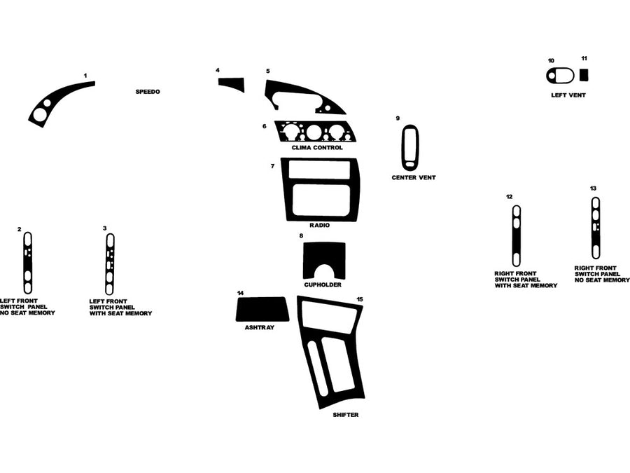 oldsmobile aurora 1995-1999 Dash Kit Diagram