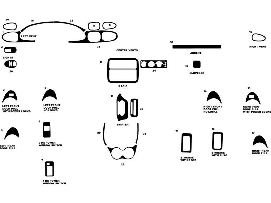 pontiac sunfire 1995-2002 Dash Kit Diagram